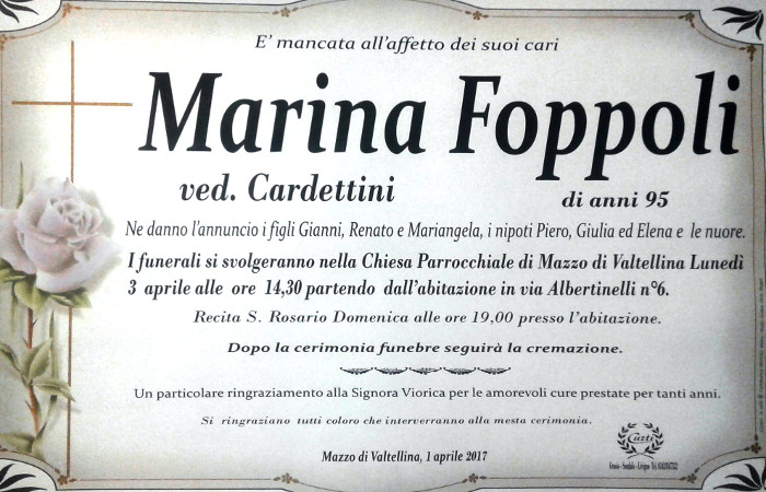 Necrologio Foppoli Marina