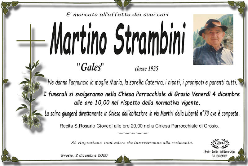 necrologio Strambini Martino