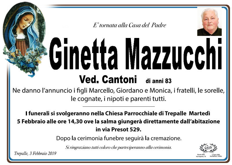 necrologio Mazzucchi Ginetta