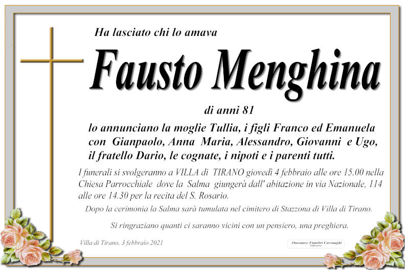 necrologio Menghina Fausto