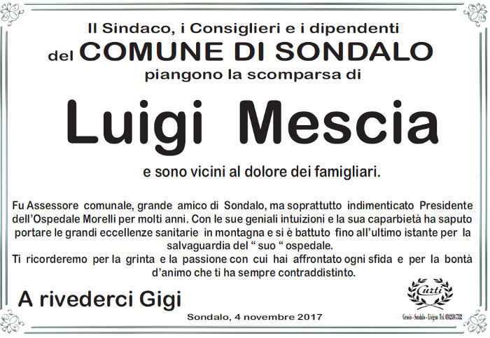 Necrologio Mescia Luigi