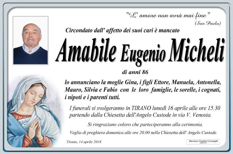 necrologio Micheli Amabile Eugenio
