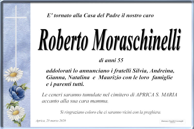 necrologio Moraschinelli Roberto