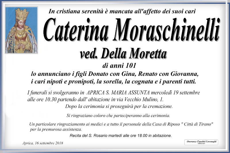 necrologio Moraschinelli Caterina