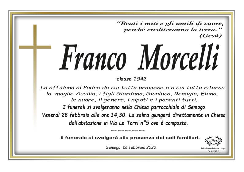 necrologio Morcelli Franco