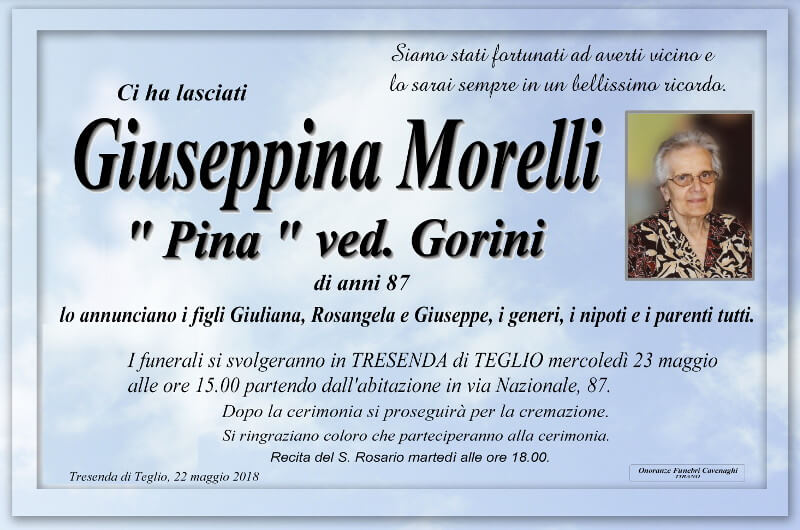Morelli Giuseppina necrologio