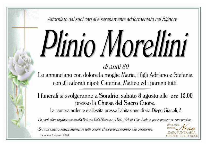 necrologio Morellini Plinio