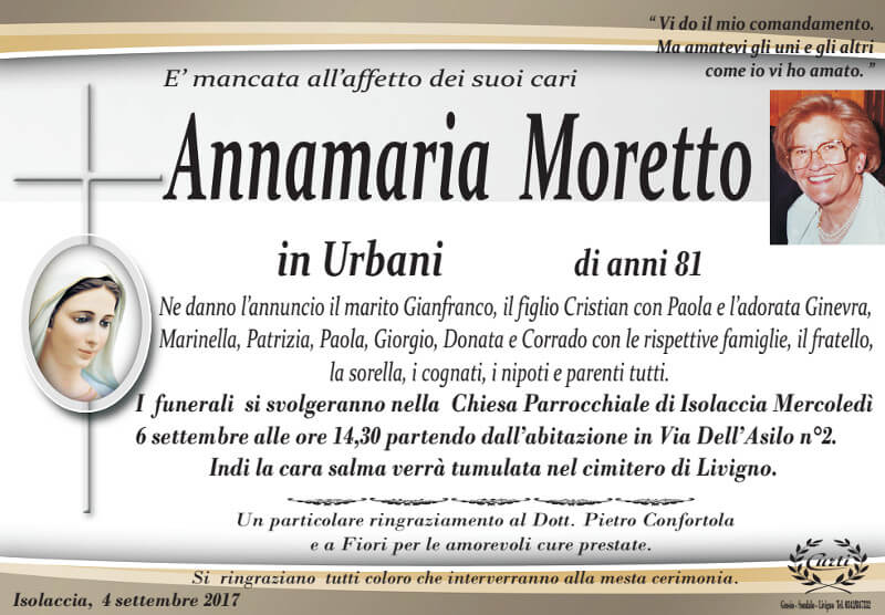 necrologio Moretto Annamaria