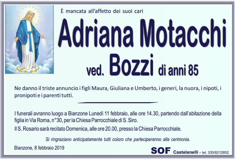 necrologio Motacchi Adriana