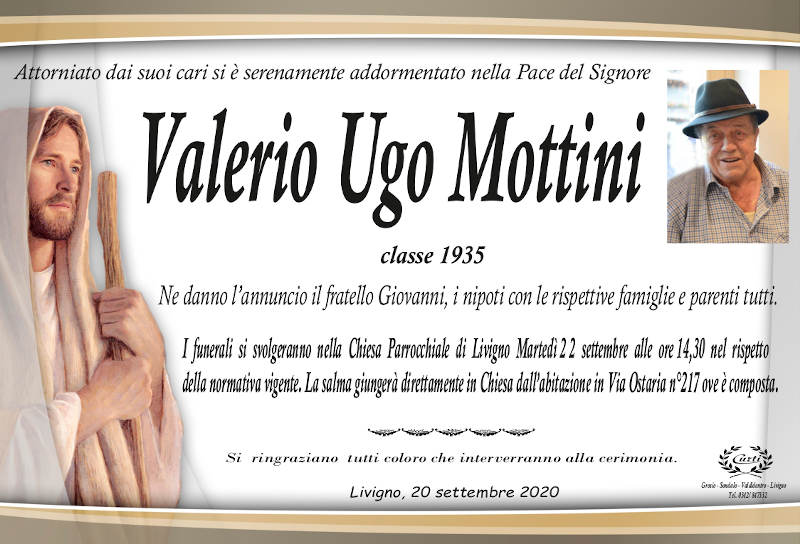 necrologio Mottini Valerio Ugo