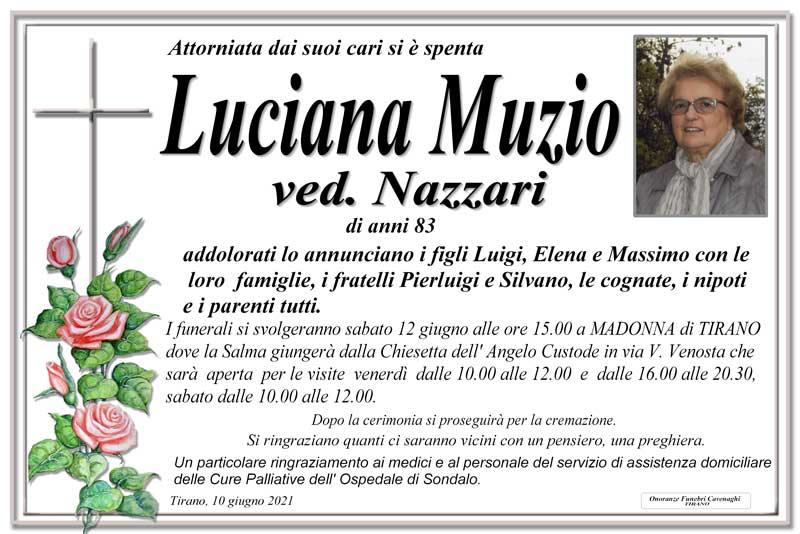 necrologio Muzio Luciana
