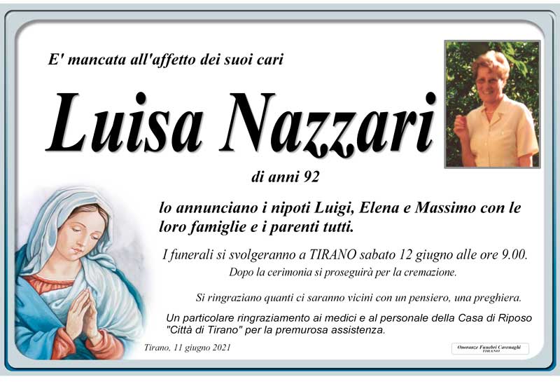 necrologio Nazzari Luisa