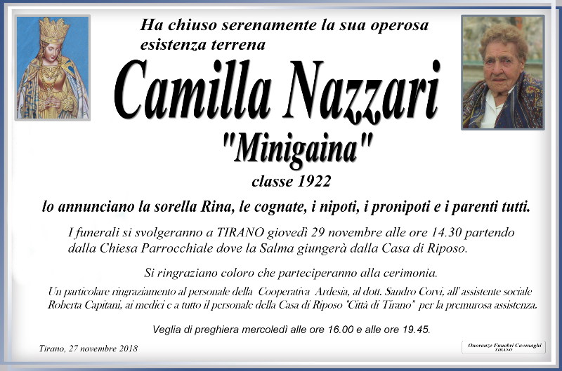 necrologio Nazzari Camilla