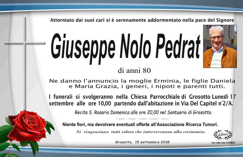 necrologio Nolo Pedrat Giuseppe
