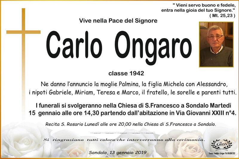 necrologio Ongaro Carlo