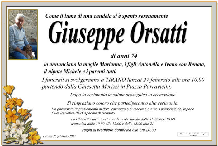 necrologio Orsatti Giuseppe