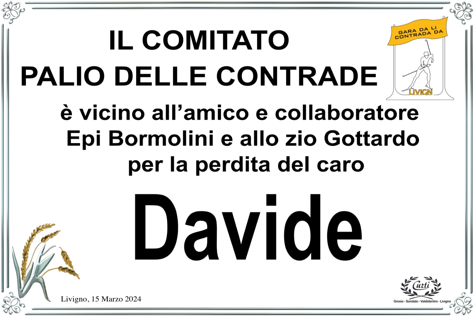 /PARTECIPAZIONE PALIO DELLE CONTRADE X DAVIDE