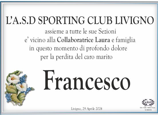 PARTECIPAZIONE A.S.D SPORTING CLUB LIVIGNO X CUSINI FRANCESCO