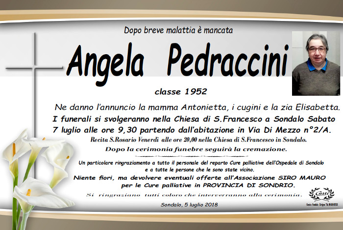 Necrologio Pedraccini Angela