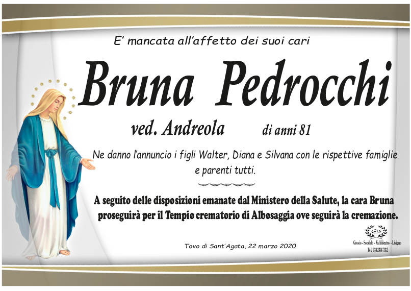 necrologio Pedrocchi Bruna