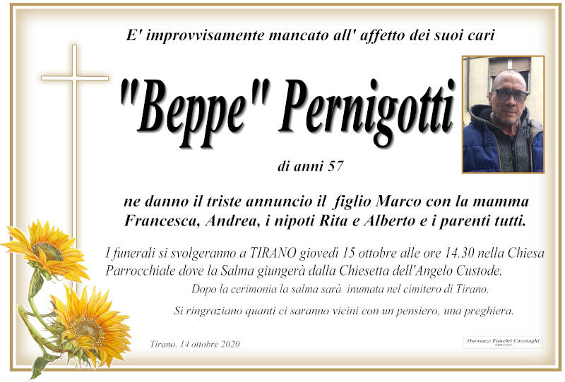 necrologio Pernigotti "Beppe"
