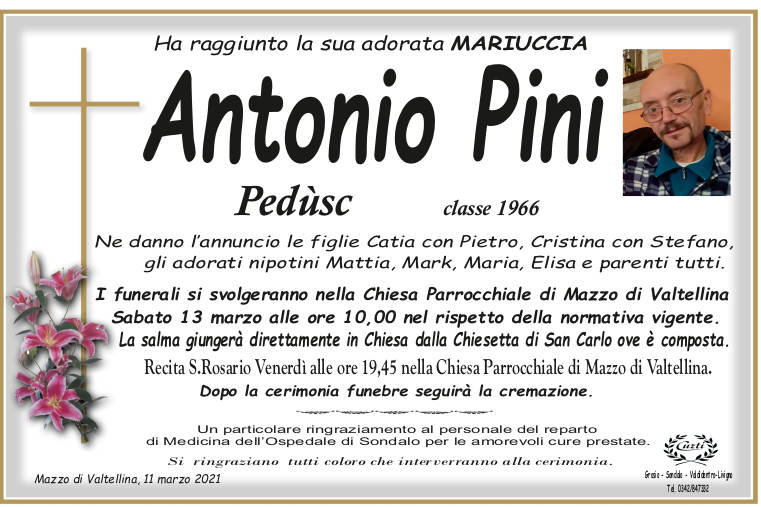 necrologio Pini Antonio