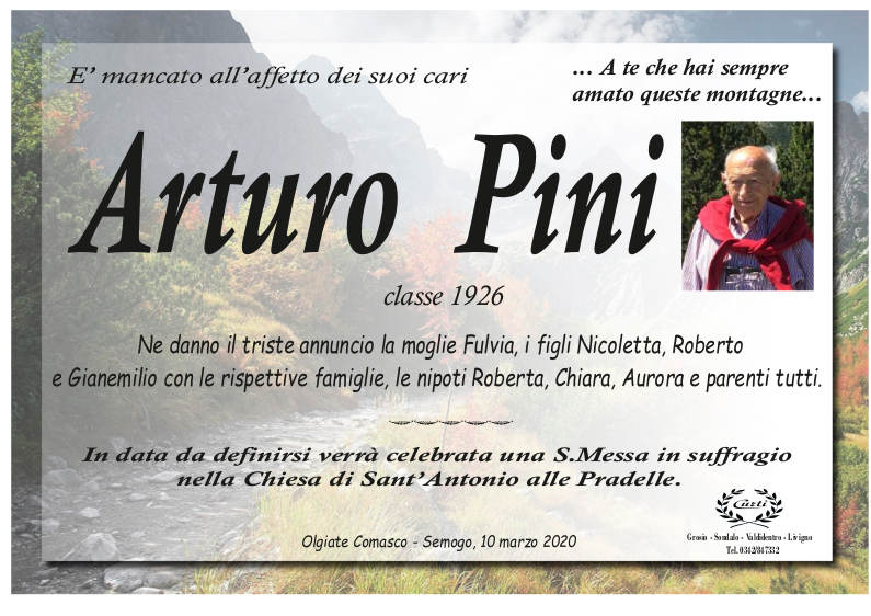 necrologio Pini Arturo