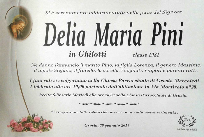 necrologio Pini Delia Maria