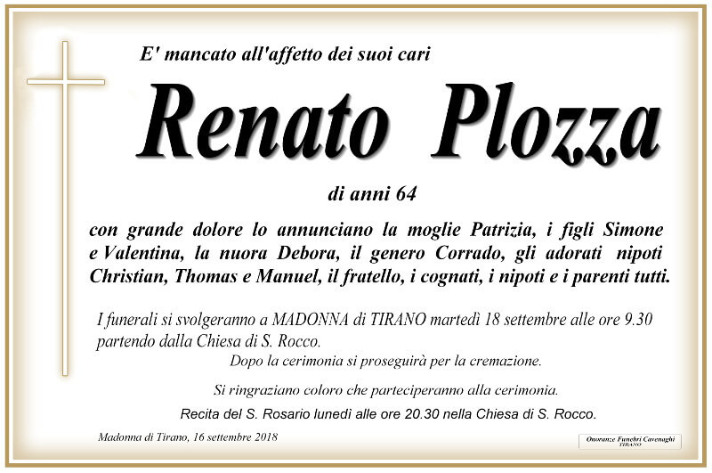 necrologio Plozza Renato