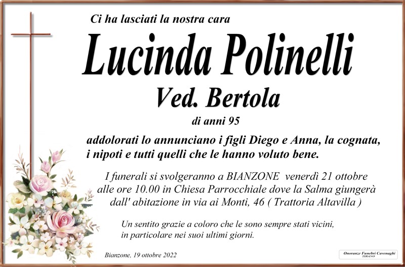 Necrologio Polinelli Lucinda