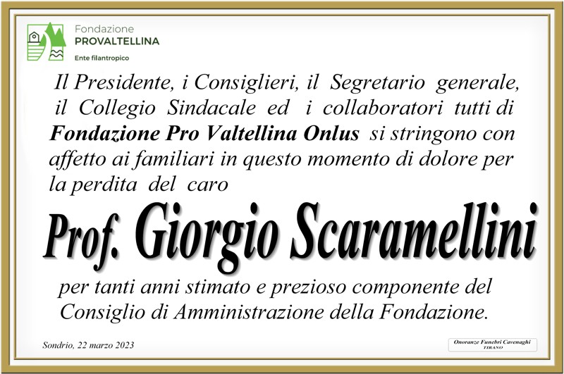 Fondazione Pro Valtellina Onlus per Giorgio Scaramellini