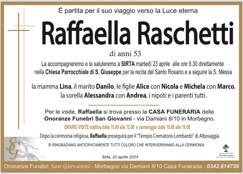 Necrologio Raschetti Raffaella