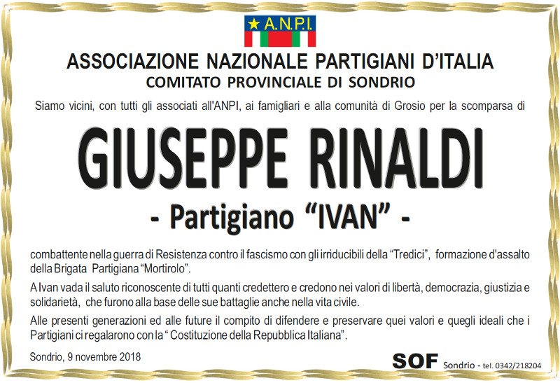 necrologio Rinaldi Giuseppe