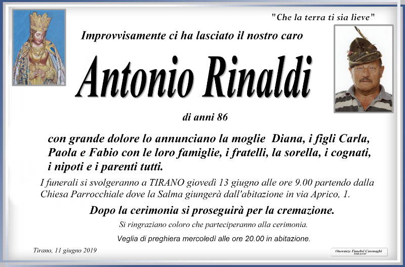 necrologio Rinaldi Antonio