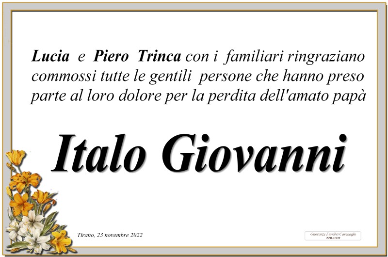 Ringraziamenti Italo Trinca