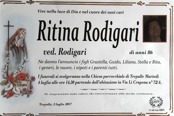 Necrologio Ritina Rodigari