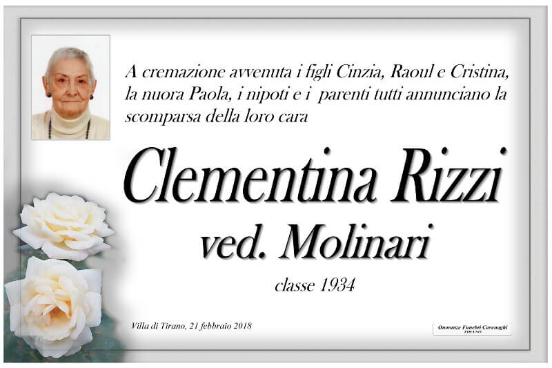 necrologio Rizzi Clementina