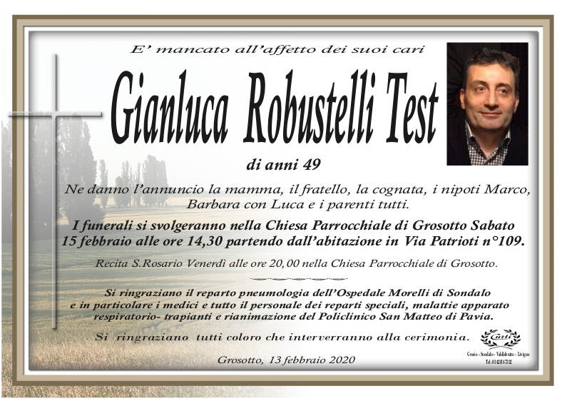necrologio Robustelli Test Gianluca