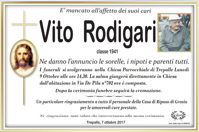 necrologio Rodigari Vito