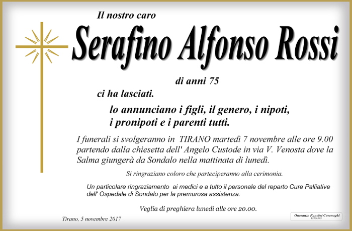 Necrologio Rossi Serafino Alfonso