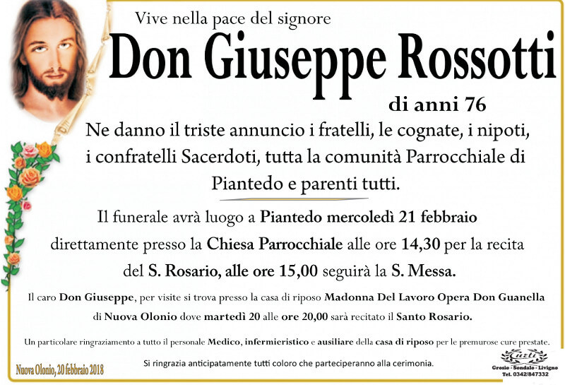 necrologio Don Giuseppe Rossotti