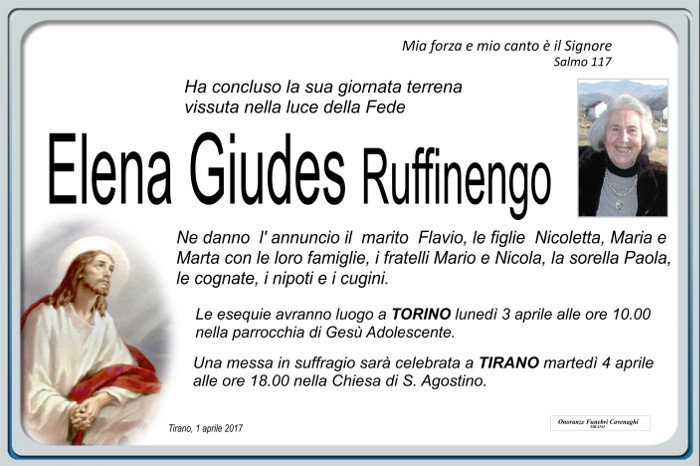 Necrologio Giudes Ruffinengo Elena