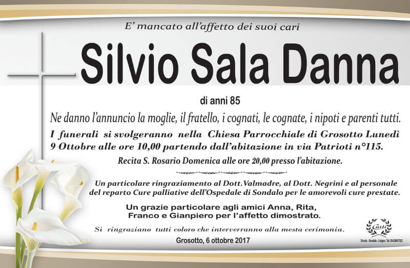 necrologio Sala Danna Silvio