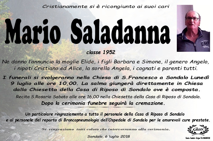 Necrologio Saladanna Mario
