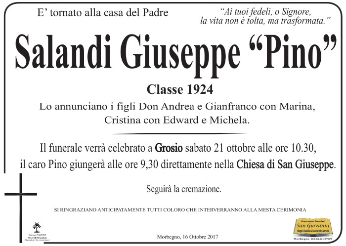 Necrologio Salandi Giuseppe Pino