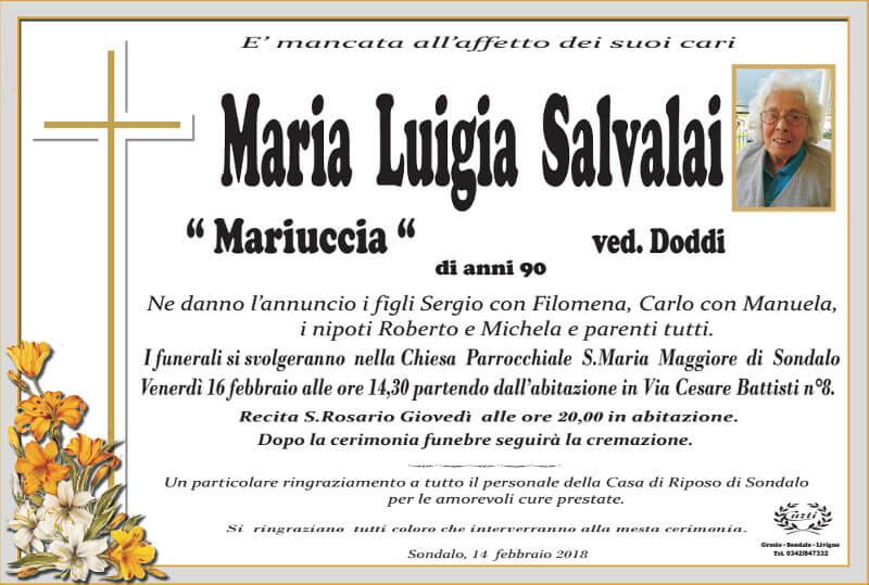 necrologio Salvalai Maria Luigia