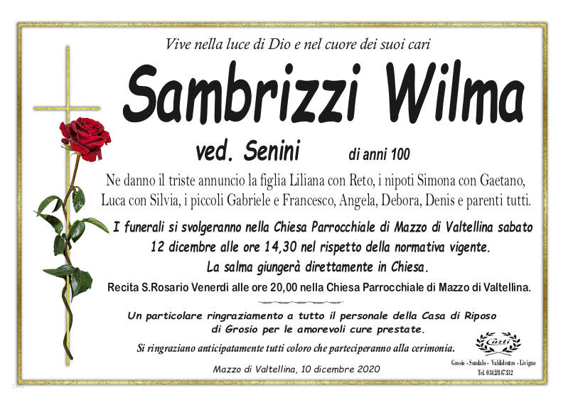 necrologio Sambrizzi Wilma