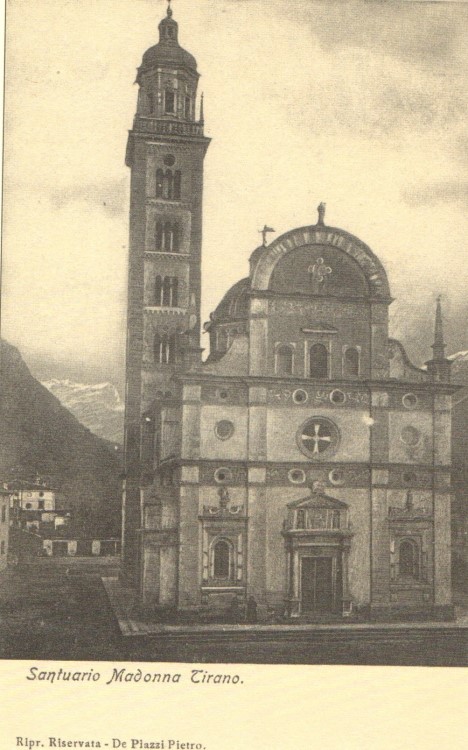 /Santuario Madonna di Tirano cartolina del 1910 da Tirano in cartolina