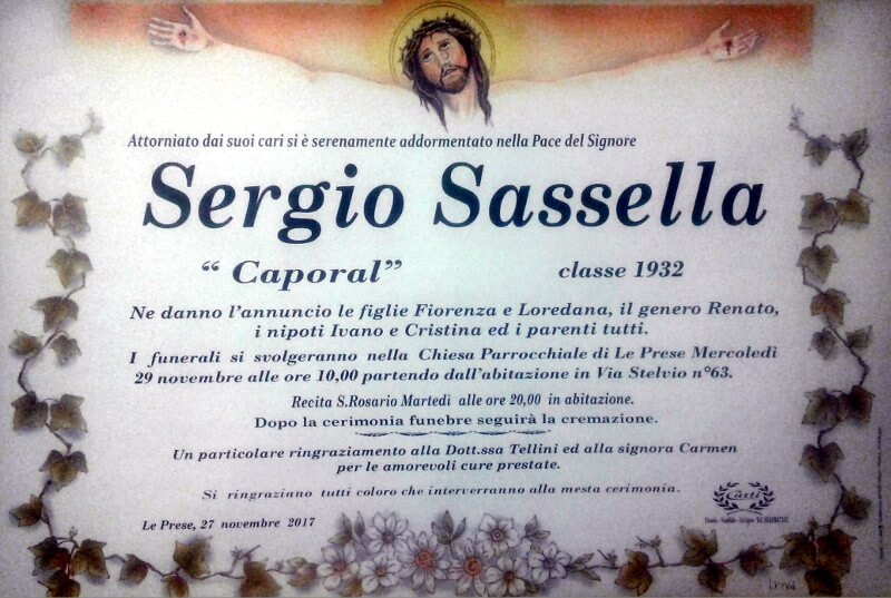 necrologio Sassella Sergio