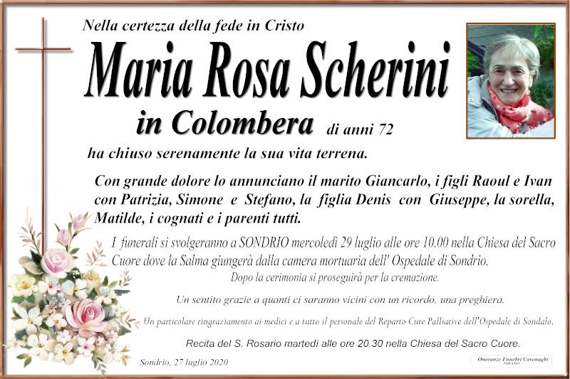 necrologio Scherini Maria Rosa